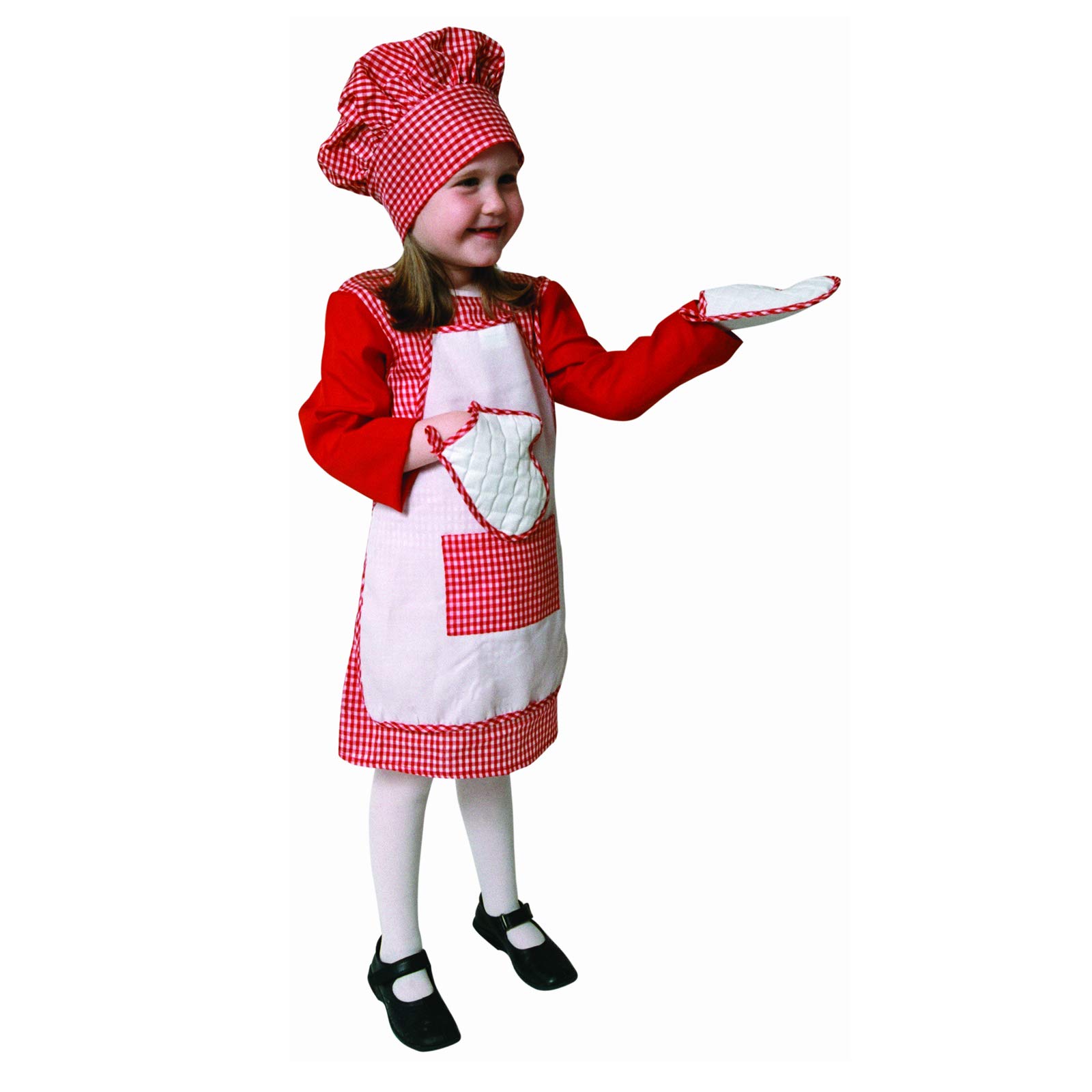 Dress Up America Gingham Girl Chef Costume For Kids - Baker Uniform Dress Up Set For Girls - Great Gift For Role-Play & Fun