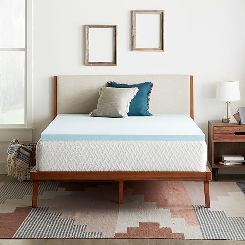 MSHDO Cubrecolchón de espuma viscoelástica con infusión de gel de 3 pulgadas, tamaño Queen