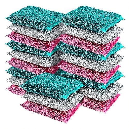 Dish Sponges for Kitchen(30 Pcs) Non-Scratch Scrub Sponges for Dishes, Pots, Pans, Glass, Stainless Steel & Nonstick Cookware–Odor-Resistant, Quick-Dry, Flexible, Durable & Reusable Cleaning Scrubbers