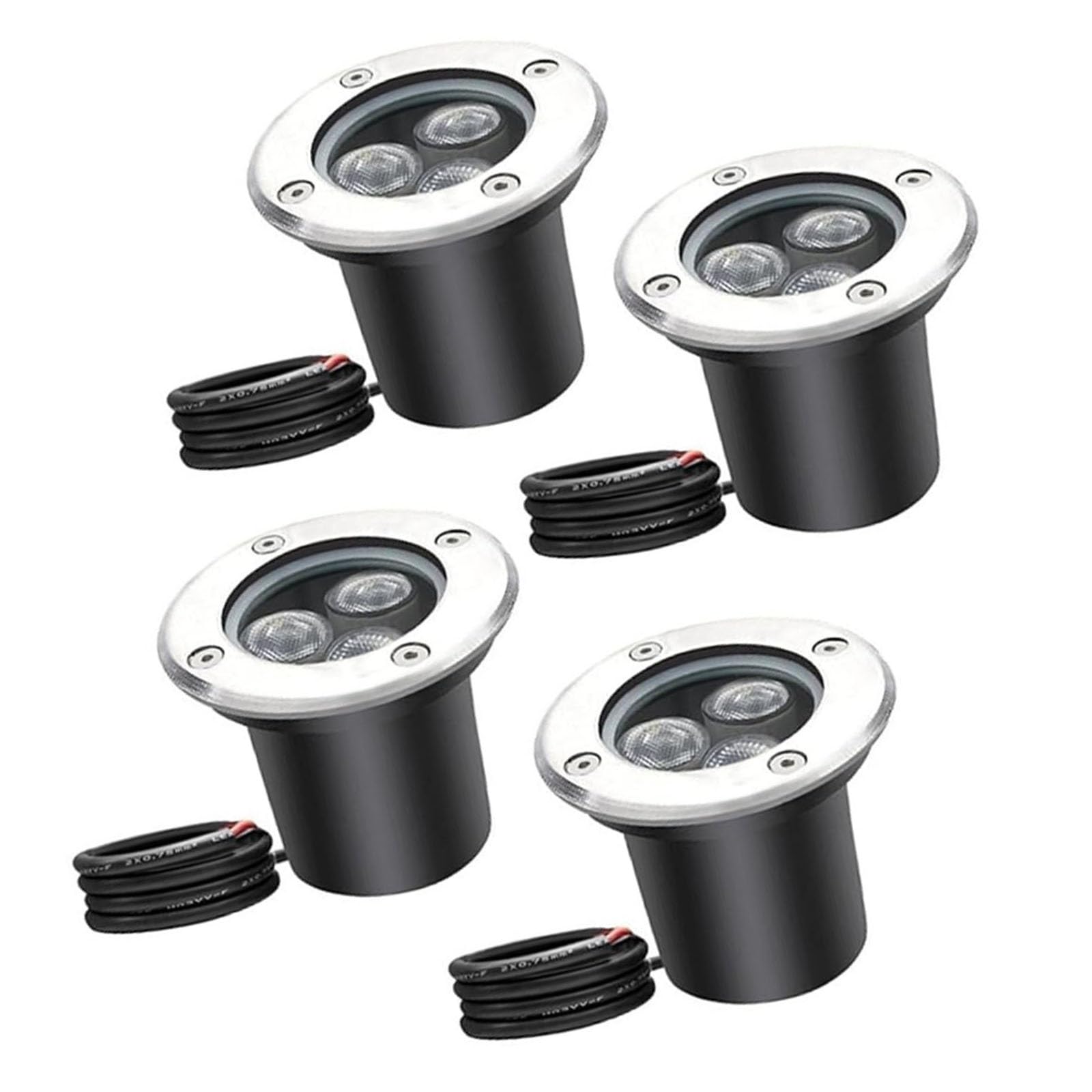QICBYING 4PCS Landscape Lights - Outdoor Buried Lights, IP66 Waterproof AC85-265V Recessed Ground Spotlight, Round LED Underground Light, For Garden Patio Fence Lawn Deck Landscape Lighting(Blue,1W)