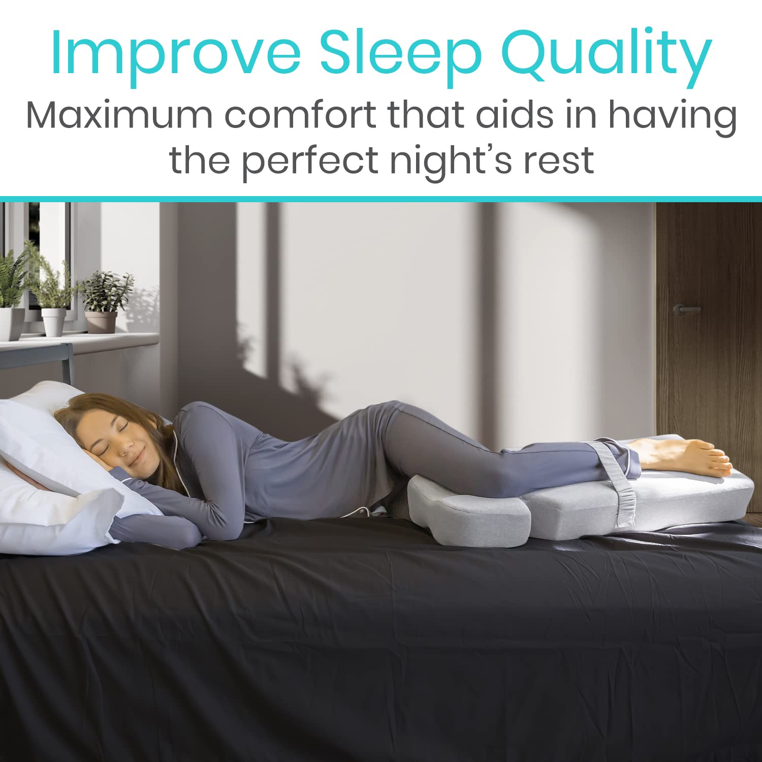 Xtra-Comfort Poduszka na kolana z pianki z pamięcią kształtu dla osób śpiących na boku, podniesienie bioder i nóg, podczas ciąży, rwy kulszowej, bólu dolnej części pleców, ortopedyczna poduszka na uda