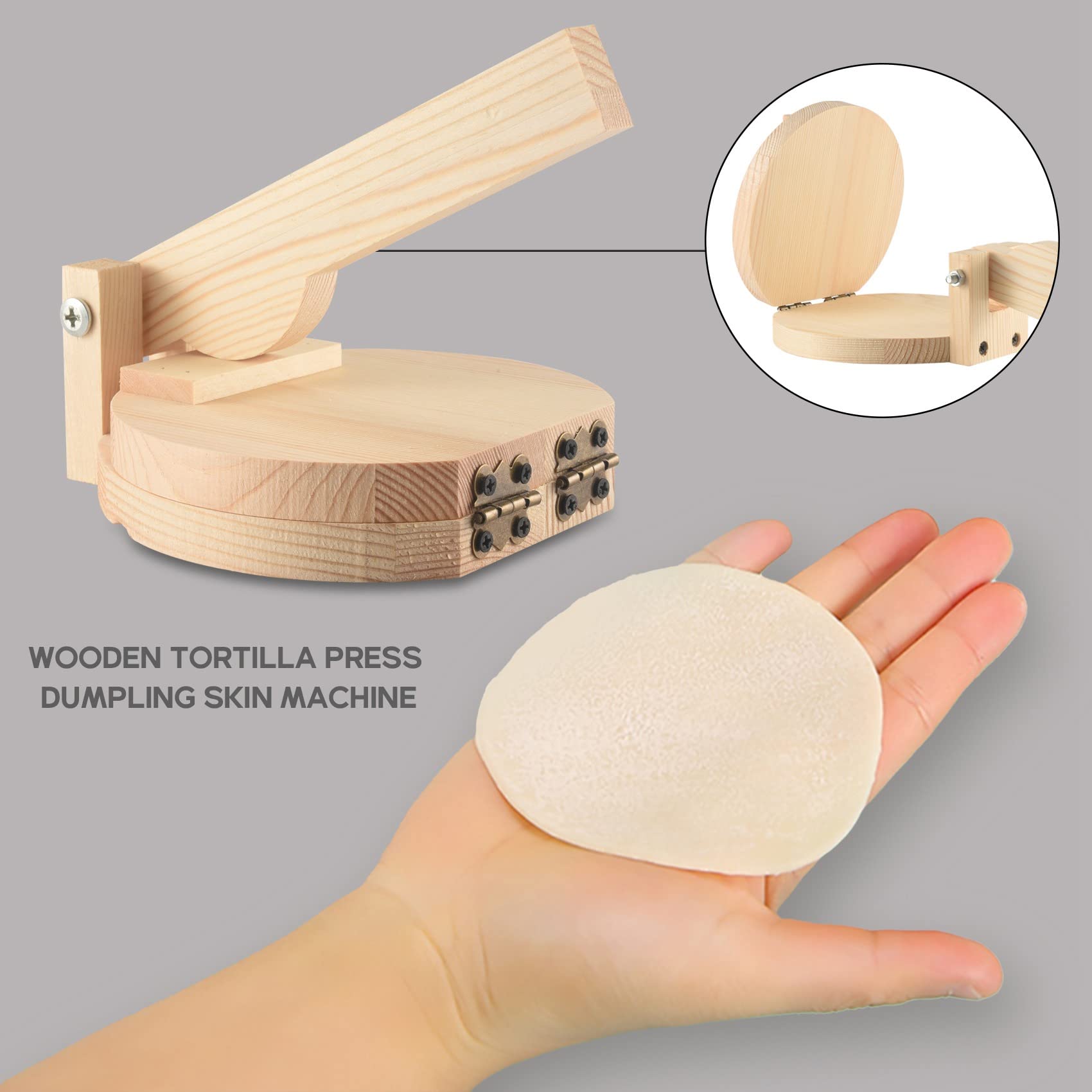 Pressa per Tortilla nel Legno Pressa per Gnocchi Maker Presser Chapati Roti Corn Maker Strumenti per Pressare Accessori per Gadget da