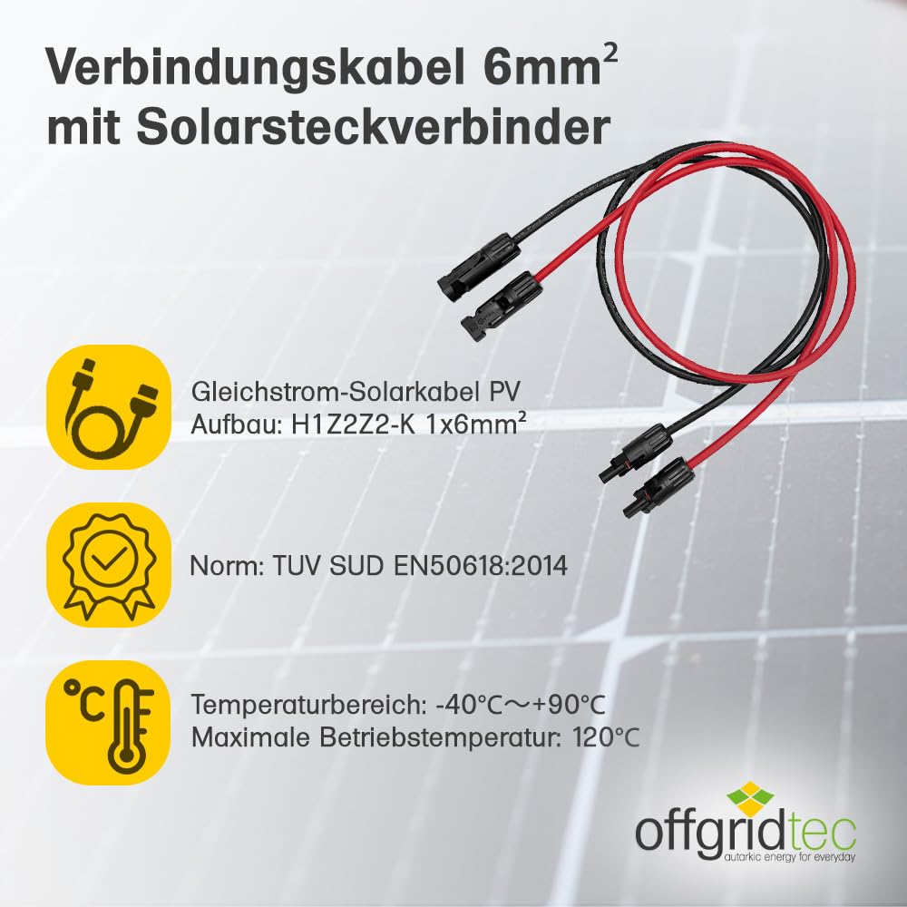Cable solar fotovoltaico con certificación Pv1-f, núcleo único de 1 x 6