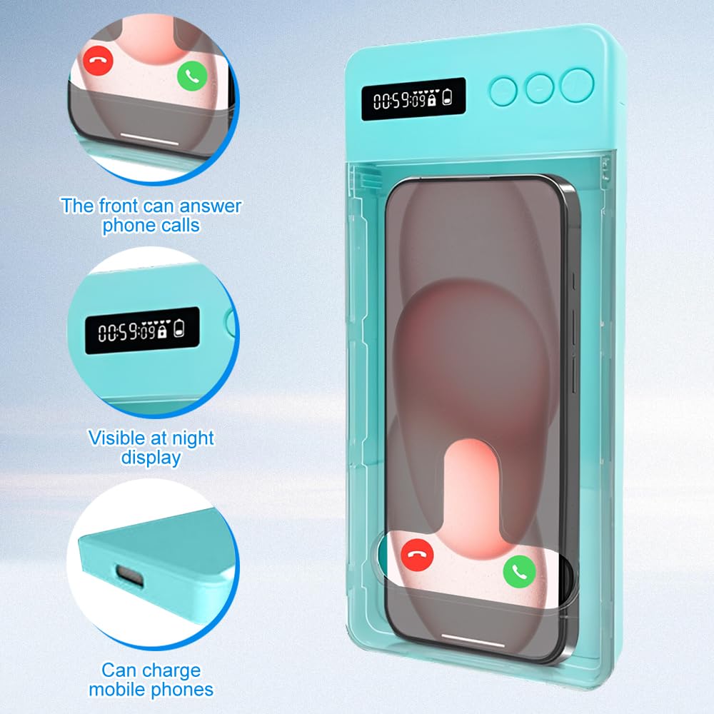 Boîte de verrouillage pour téléphone avec minuterie, boîte de verrouillage temporisée à contrôle automatique, mini boîte de verrouillage portable, max 17 cm, aide les enfants/adultes à prévenir la