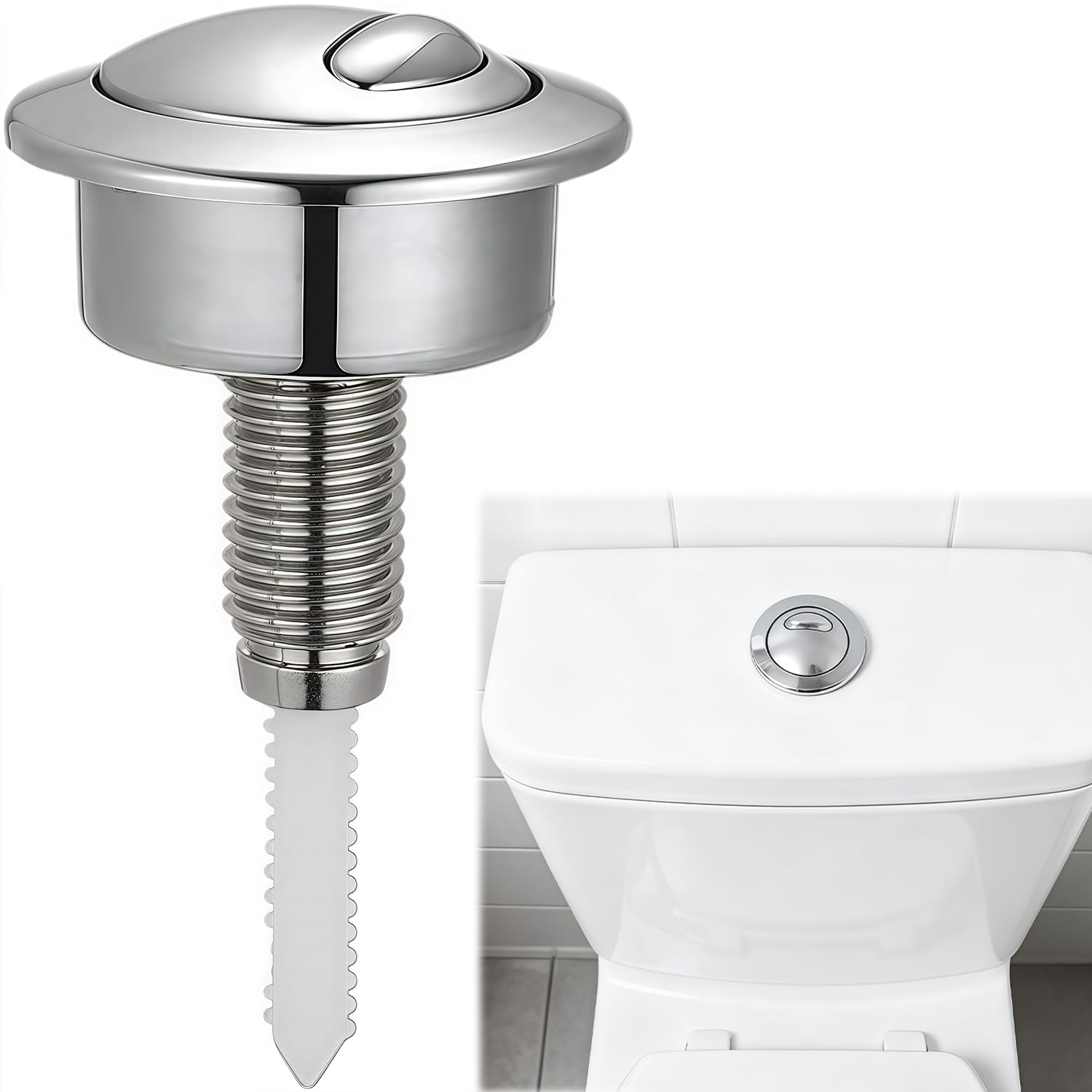 Dual Flush Toilet Push Button Replacement - Compatible with Twyford Optima, Siamp Cisterns (Silver)