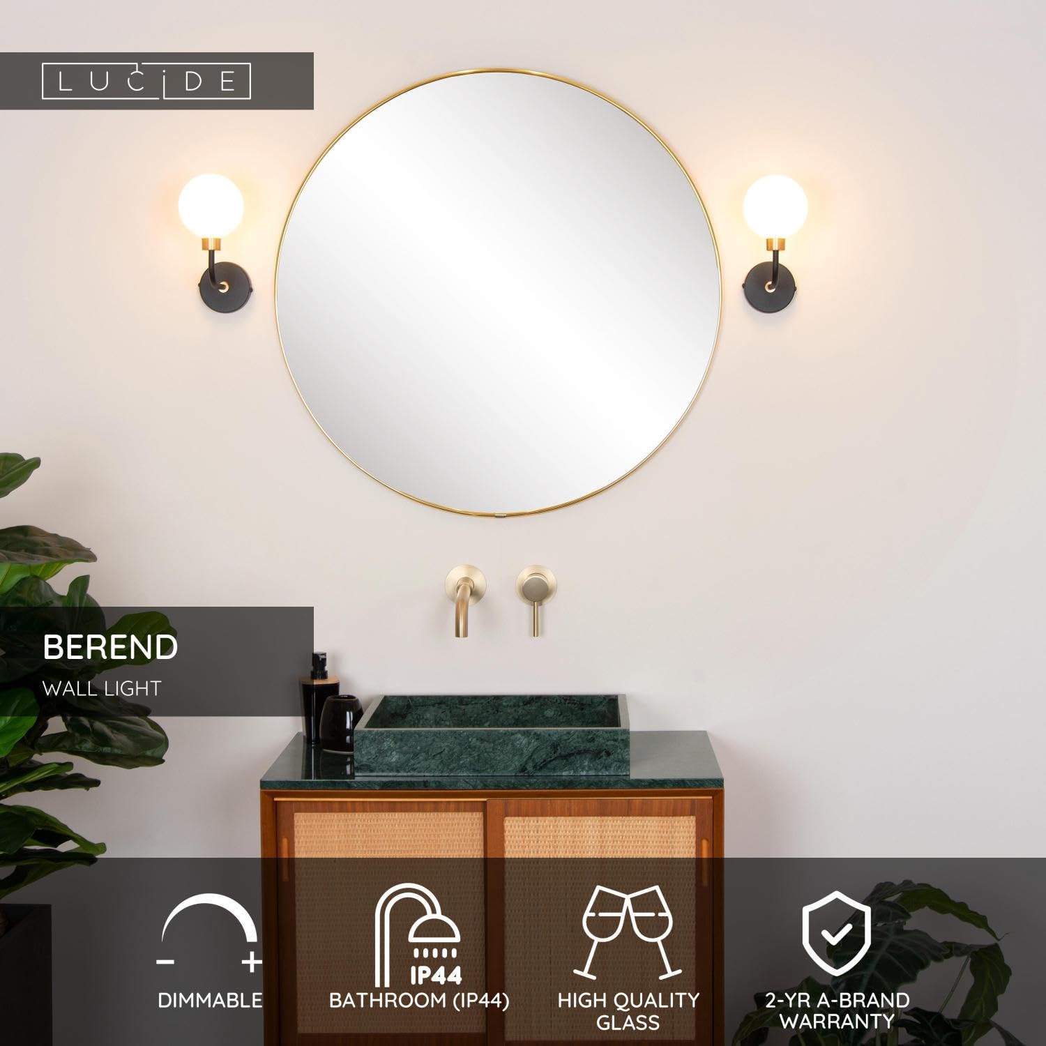 LUCIDE BEREND - Applique murale Salle de bains - 1xG9 - IP44 - Noir