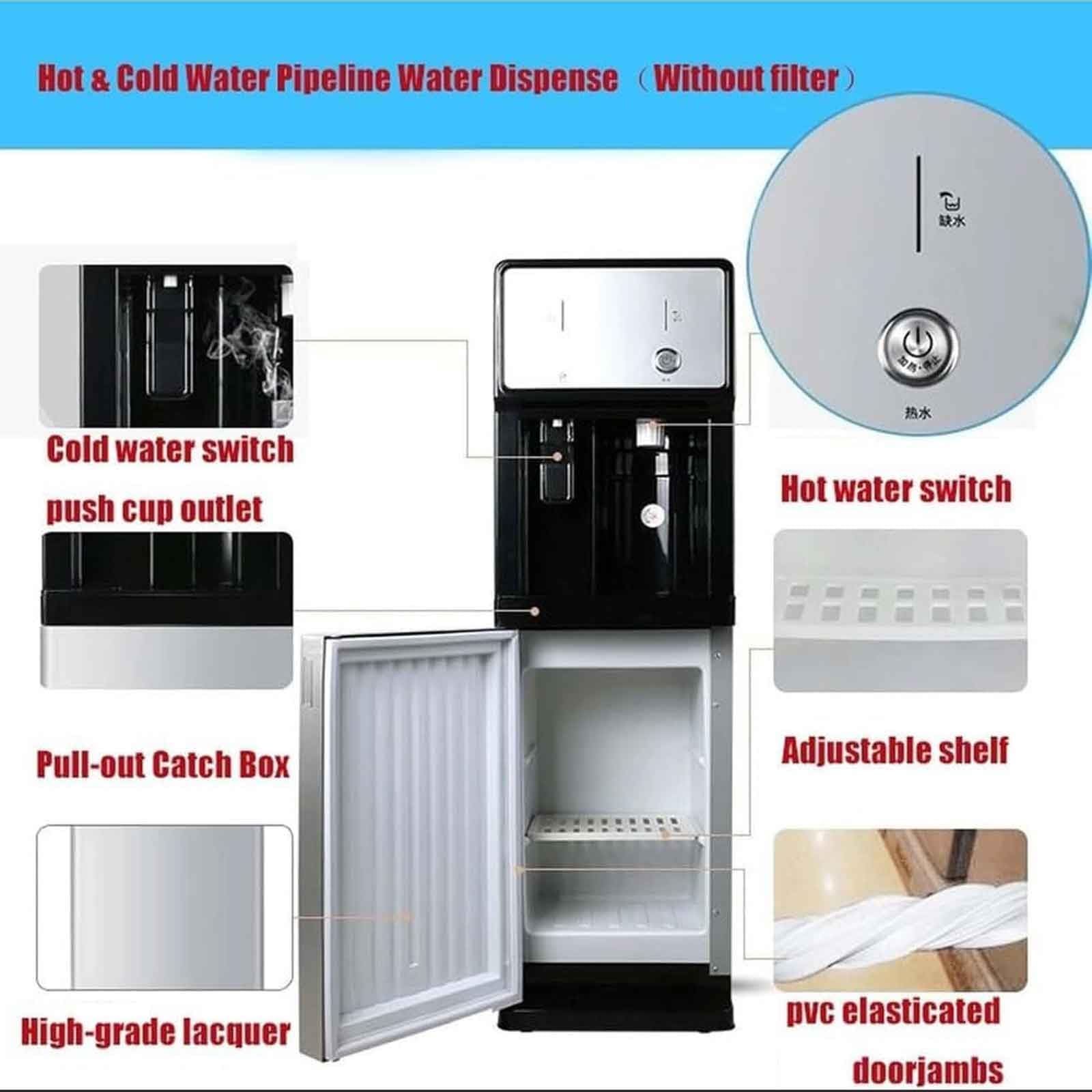 Gewerblicher Wasserspender Mit Festwasseranschluss, Geräuscharm, Mit Tür, 3 Temperaturstufen, Ideal for Zuhause Oder Büro