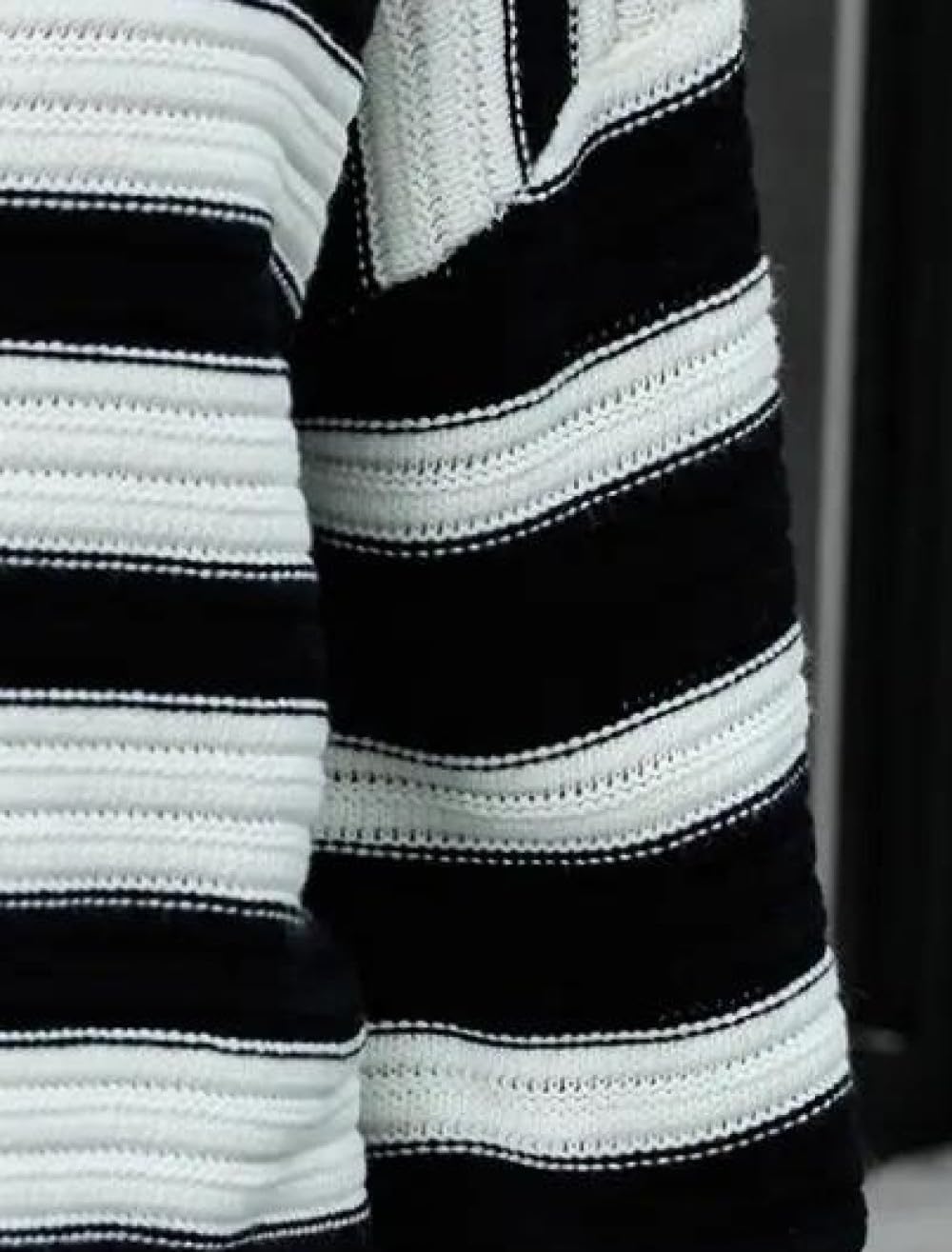 Damen Rundhalspullover Winter Langarm Gestreifter Strickpullover Eleganter Wollpullover Strickpullover Rundhals Langarm Pullover Pullover Warme Tops Winter,Weiß,M