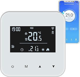 Thermostat Boiler 2 Wire, Wifi Battery Thermostat Smart Digital Thermostat Daily Programming Temperature Controller for 3A…