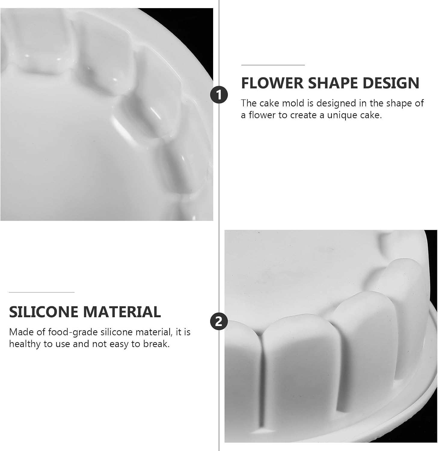 VOSAREA Silicone Flower Lace Cake Mold Black Baking Tool for Decoration