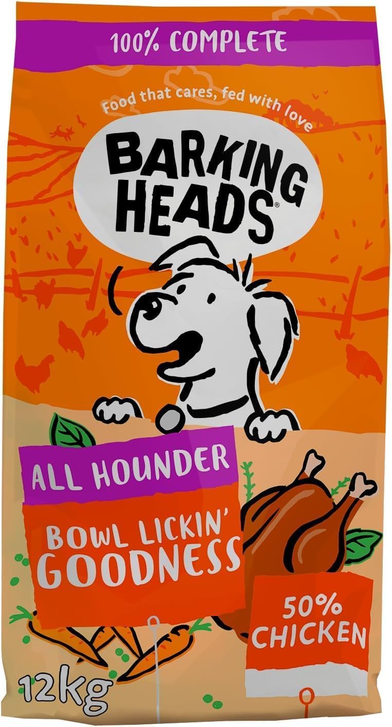Barking Heads Dry Adult Dog Food 12kg - Chicken - Natural Ingredients - Supports Immunity & Vitality - With Vitamins, Prebiotics & Minerals - Vet Approved - Complete Nutrition For Dogs