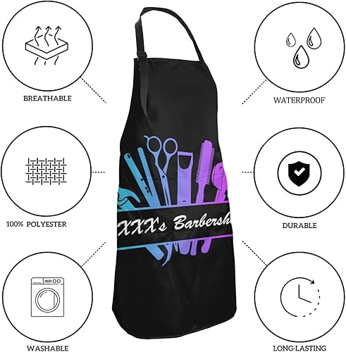 Miniatura 4 de Delantal de peluquería personalizado para hombres y mujeres, delantal de peluquería personalizado con bolsillos, delantal personalizado para salón