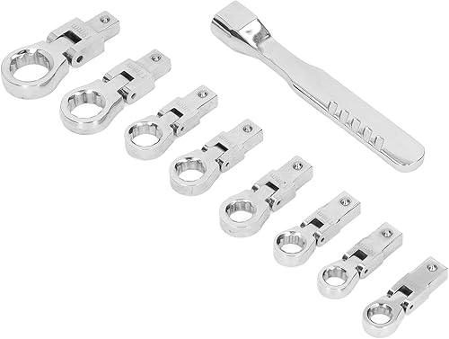 Hilitand Juego de llaves de trinquete de cabeza flexible, juego de llaves de caja de acero vanadio para automoción industrial