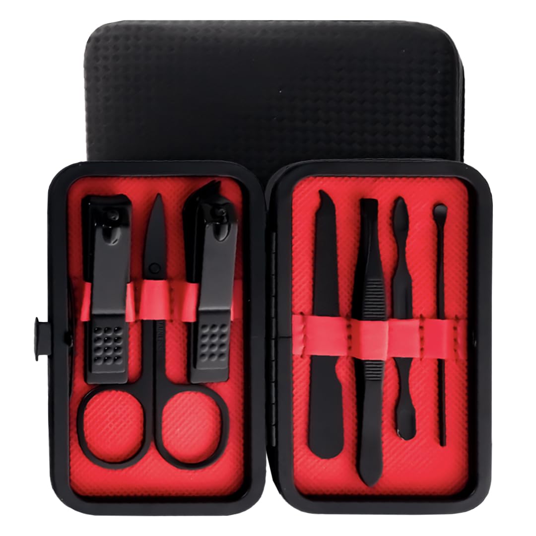 Gleva Stainless Steel Manicure Set, Manicure Pedicure Kit, Eyebrow Scissor, Nail Cutter, Diagonal Nail Clipper, Nail File, Ear Pick, Nail Cleaner & Eyebrow Tweezer Personal Care Nail Clipper Kit For Men & Women (Set of 7)