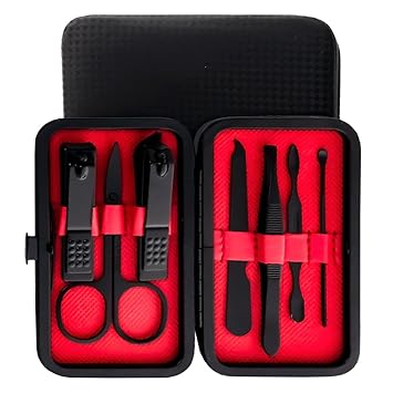 Gleva Stainless Steel Manicure Set, Manicure Pedicure Kit, Eyebrow Scissor, Nail Cutter, Diagonal Nail Clipper, Nail File, Ear Pick, Nail Cleaner & Eyebrow Tweezer Personal Care Nail Clipper Kit For Men & Women (Set of 7) - image, photos