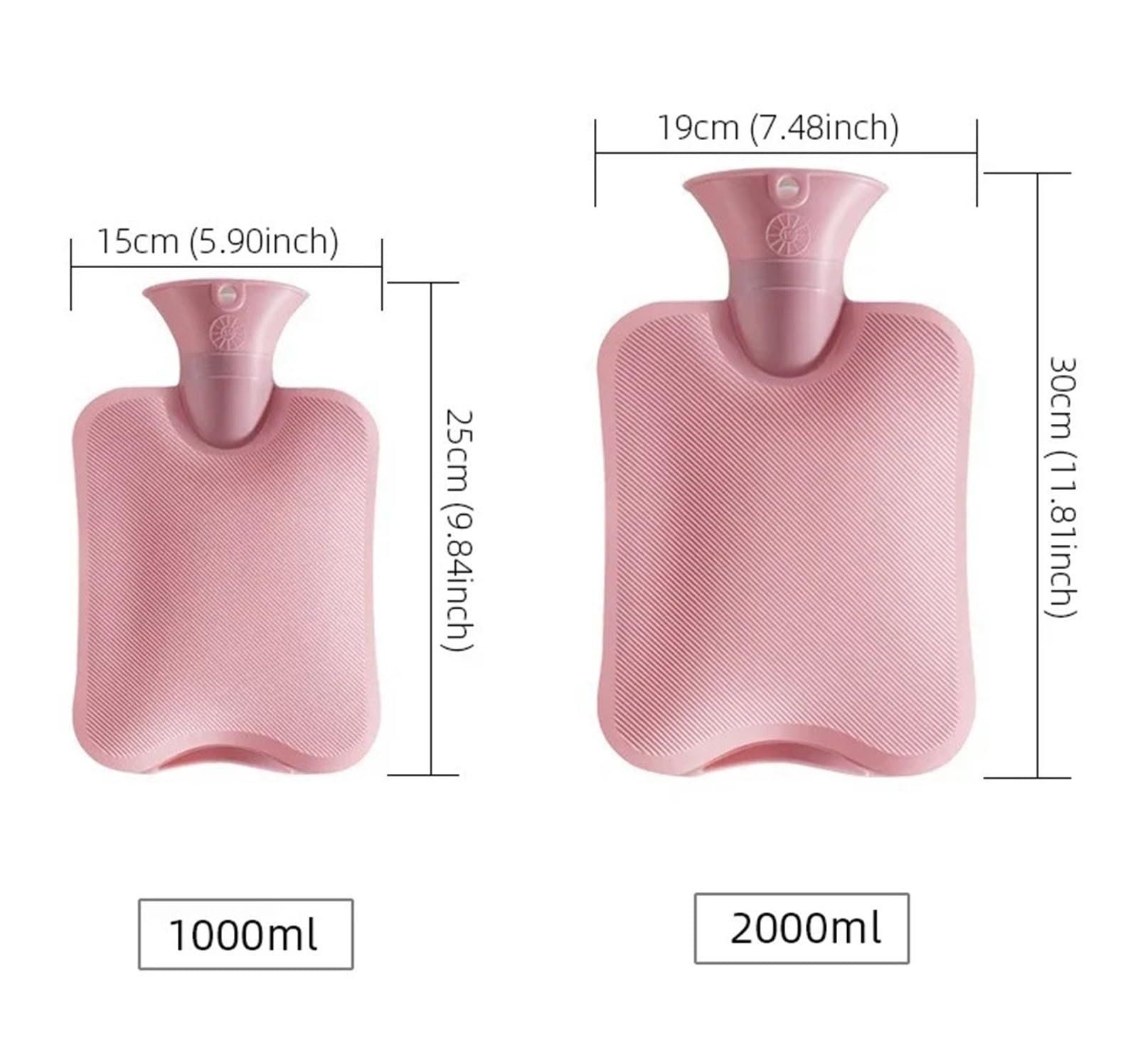 Termofor, 2 szt. Torba na gorącą wodę do napełniania wodą dla kobiet z ciepłym brzuchem(Roze,1000ml)