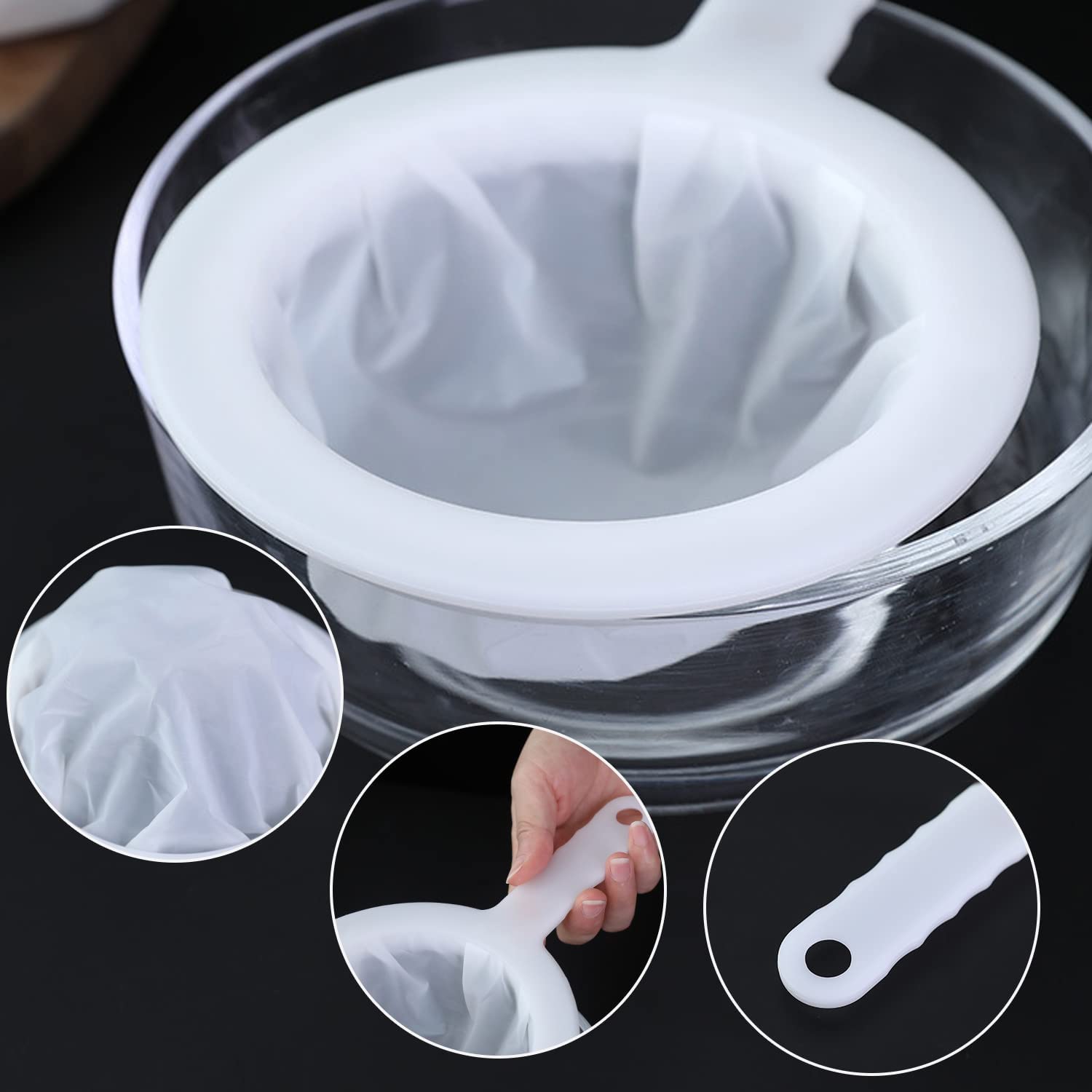 Set 3 Colini A Maglia Fine Per Cucina - 120, 200, 400 Mesh Con Manico, Per Filtrare Succhi, Caffè, Olio