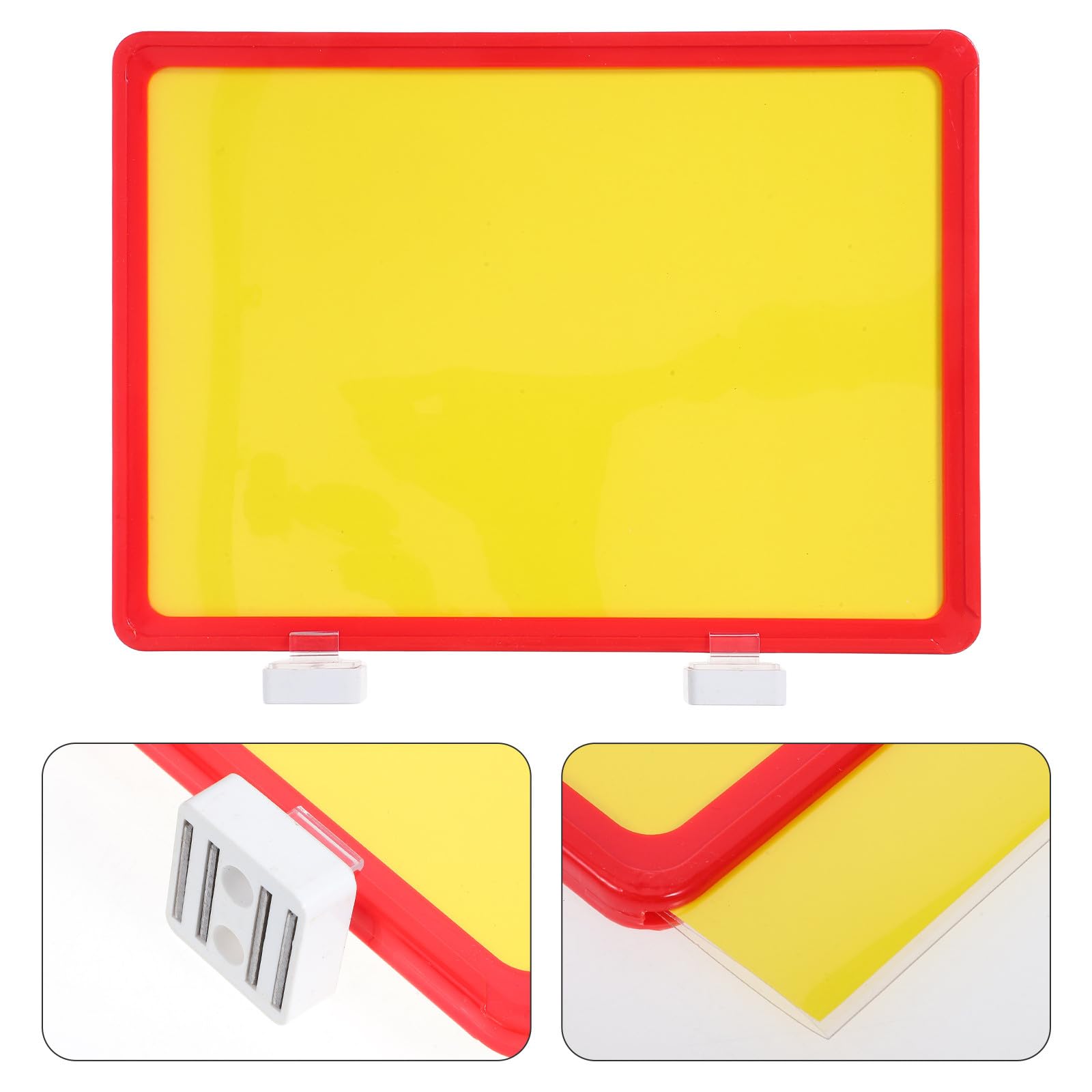 Healvian Porte-étiquettes Magnétiques pour Étagères D'entrepôt, Cadre Rouge Support Double Aimant, Plastique Solide pour Gestion et Fixation Sécurisée