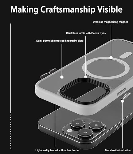 Miniatura 4 de RLXQG - Funda magnética diseñada para iPhone 15 Pro Max probada en caídas de grado militar compatible con MagSafe Funda translúcida mate para iPhone