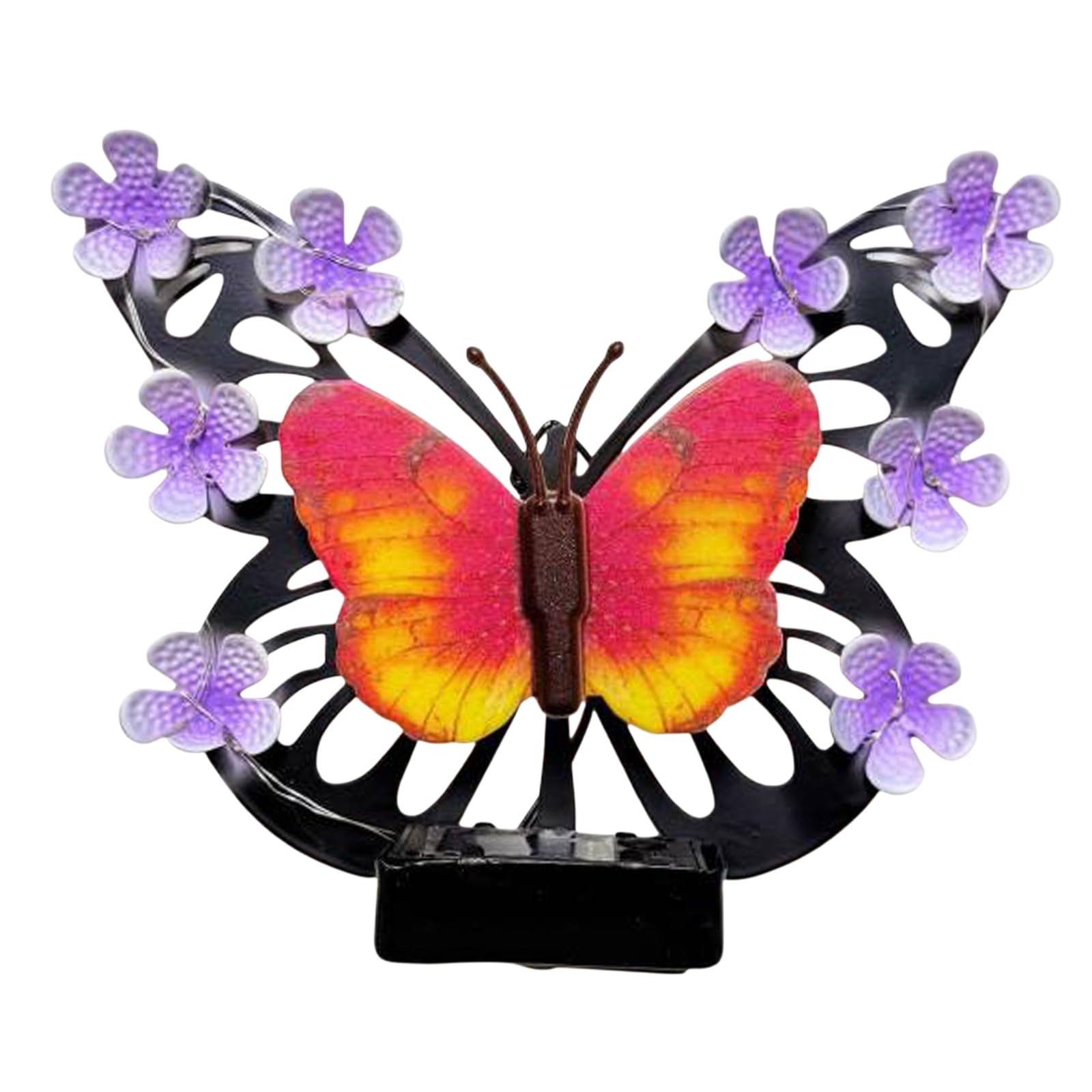 Solar Outdoor Metal Butterfly Wall Lights Weather Resist Waterproof LED Wall Lamp Rust Proof Outside Fence Illuminated Sconce for Patio/Porch/Yard/Garden Decoration (Red)