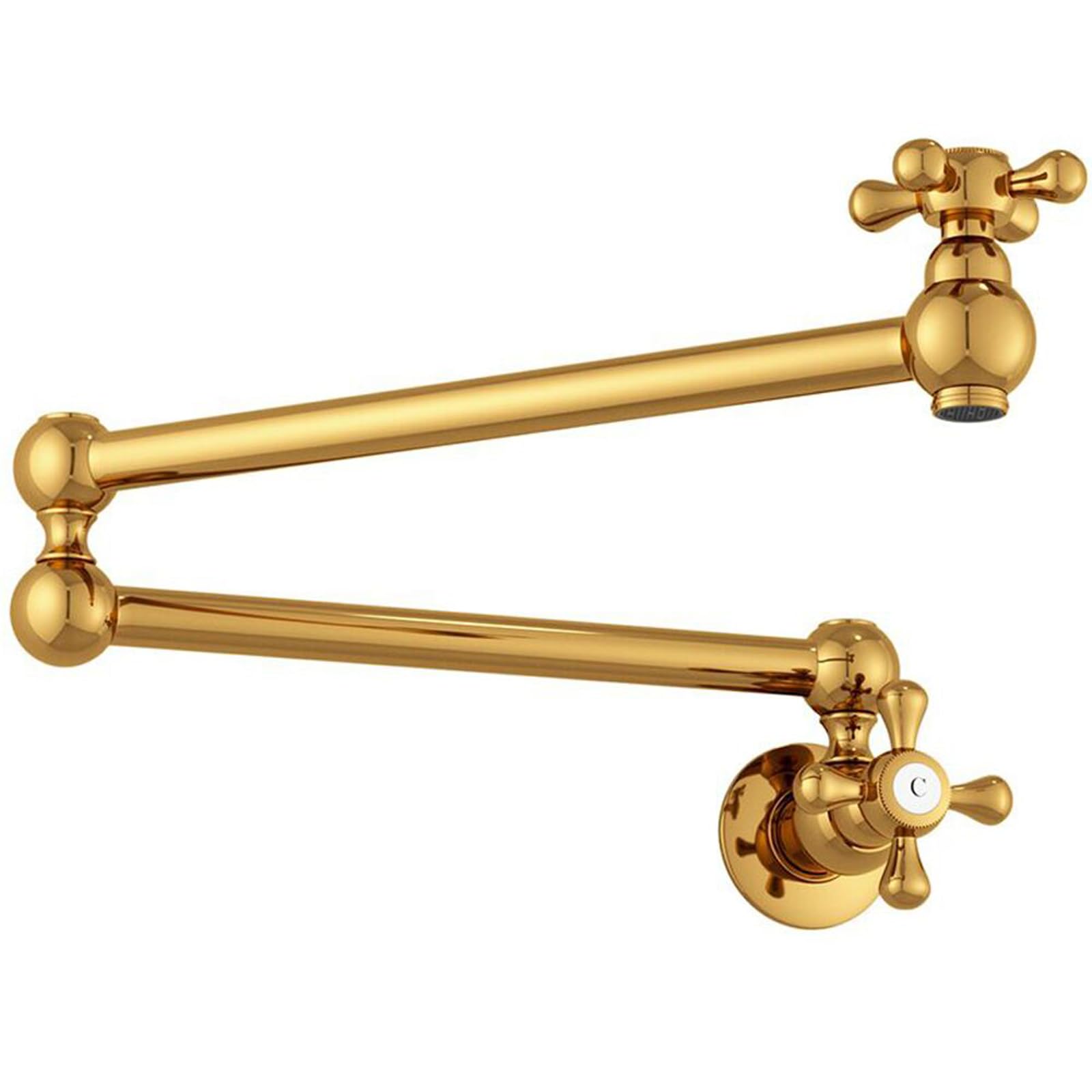 KAITAIHD Kitchen Faucet, Single Hole Mount Pot Filler Faucet Tap with Folding Stretchable Double Joint Swing Arm, Polished Gold
