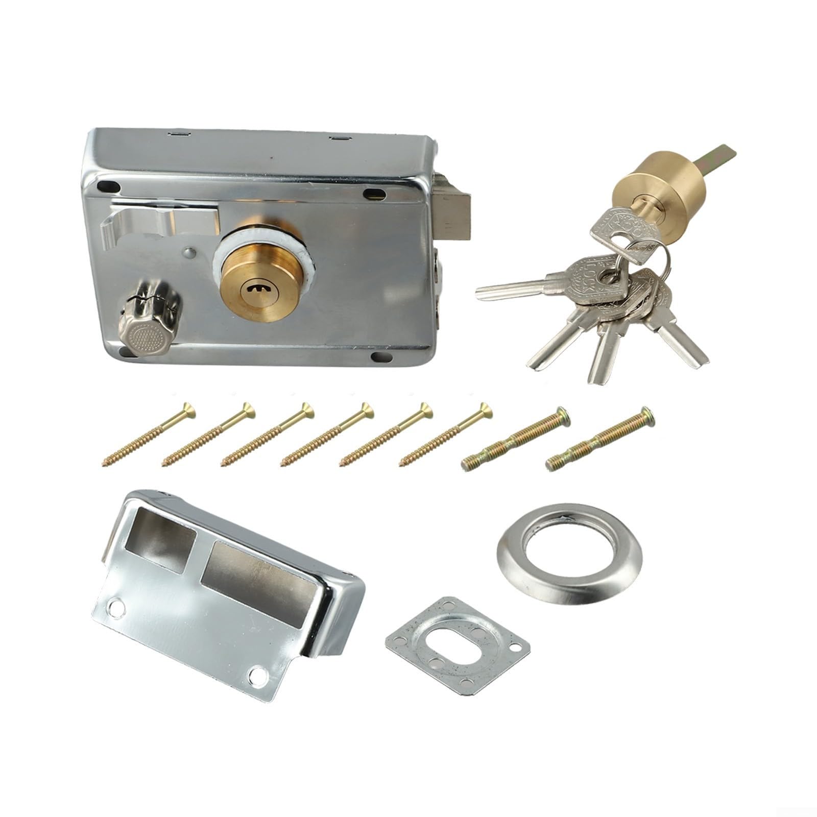 Serratura Antifurto In Acciaio Laminato - Per Esterno - Argento - 120x85mm - Sicurezza Casa - Foto 2