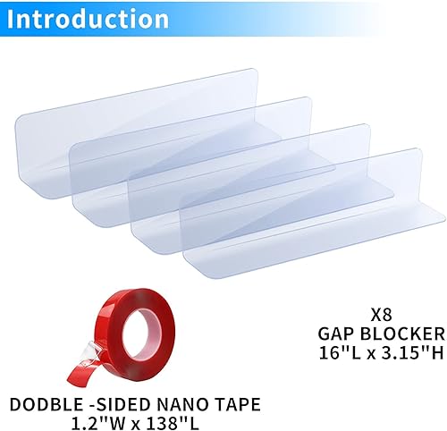 Miniatura 4 de WHALE STORE Paquete de 5 bloqueadores de sofá acrílicos, bloqueador transparente debajo de la cama de 15.74 pulgadas de largo x 3.14 pulgadas de