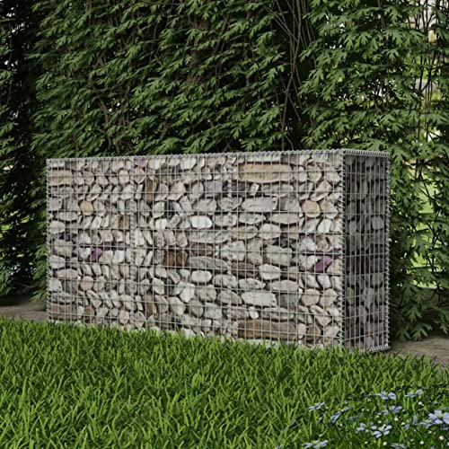 Iiaky Gabion Basket Galvanised Steel 200x50x100 cm-Gabion Wall Mesh Wire Stone Basket Galvanised Iron Stone Basket Outdoor Spiral Planter Retaining Wall