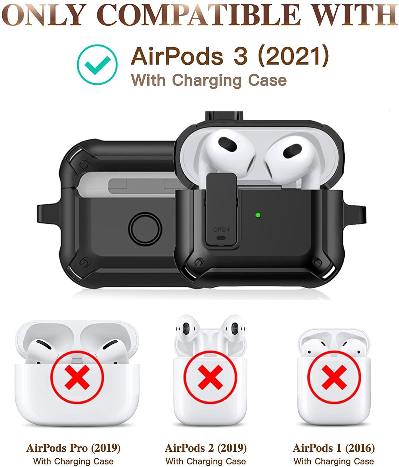 Amazon.com: Olytop AirPods 3rd Generation Case with Lock Lid