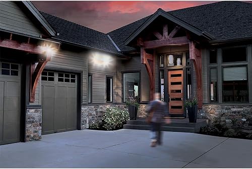 Miniatura 5 de HALO Luz de inundación de doble cabeza LED integrada de 180 grados activada por movimiento blanco con CCT seleccionable (3000K-5000K)