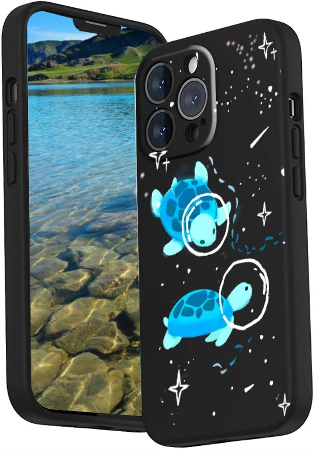 Compatible with iPhone 15 Pro Max Turtle Case,Turtle Starry Night Star Planet Constellation Trendy Graphic for iPhone Case Boys Girls,Slip Resistant Protective Soft Silicone Gifts Case for iPhone Turtle Starry Night For iPhone 15 Pro Max