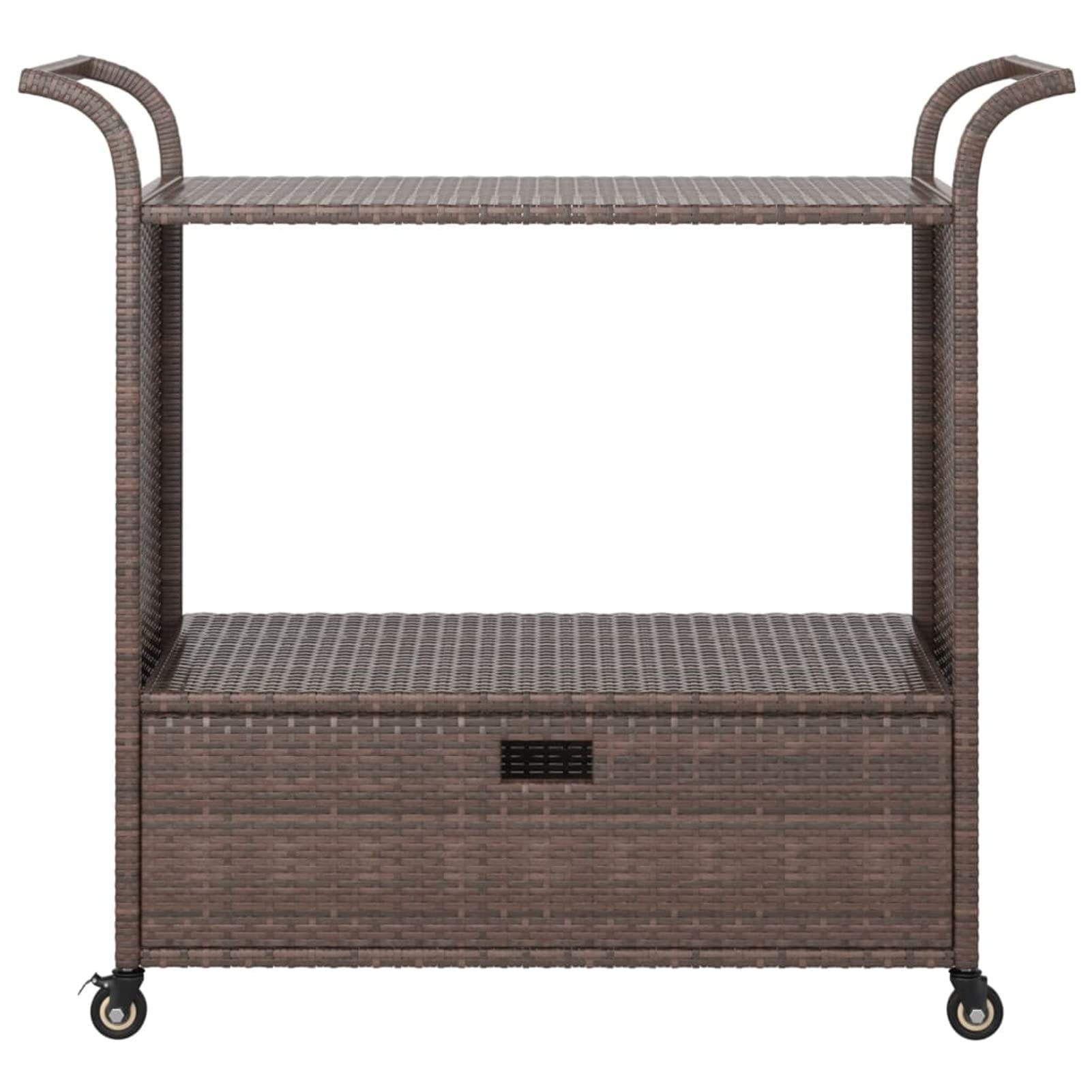Rantry Carrello da Bar in Polyrattan Marrone 100x45x97 cm Mobili da Giardino Set