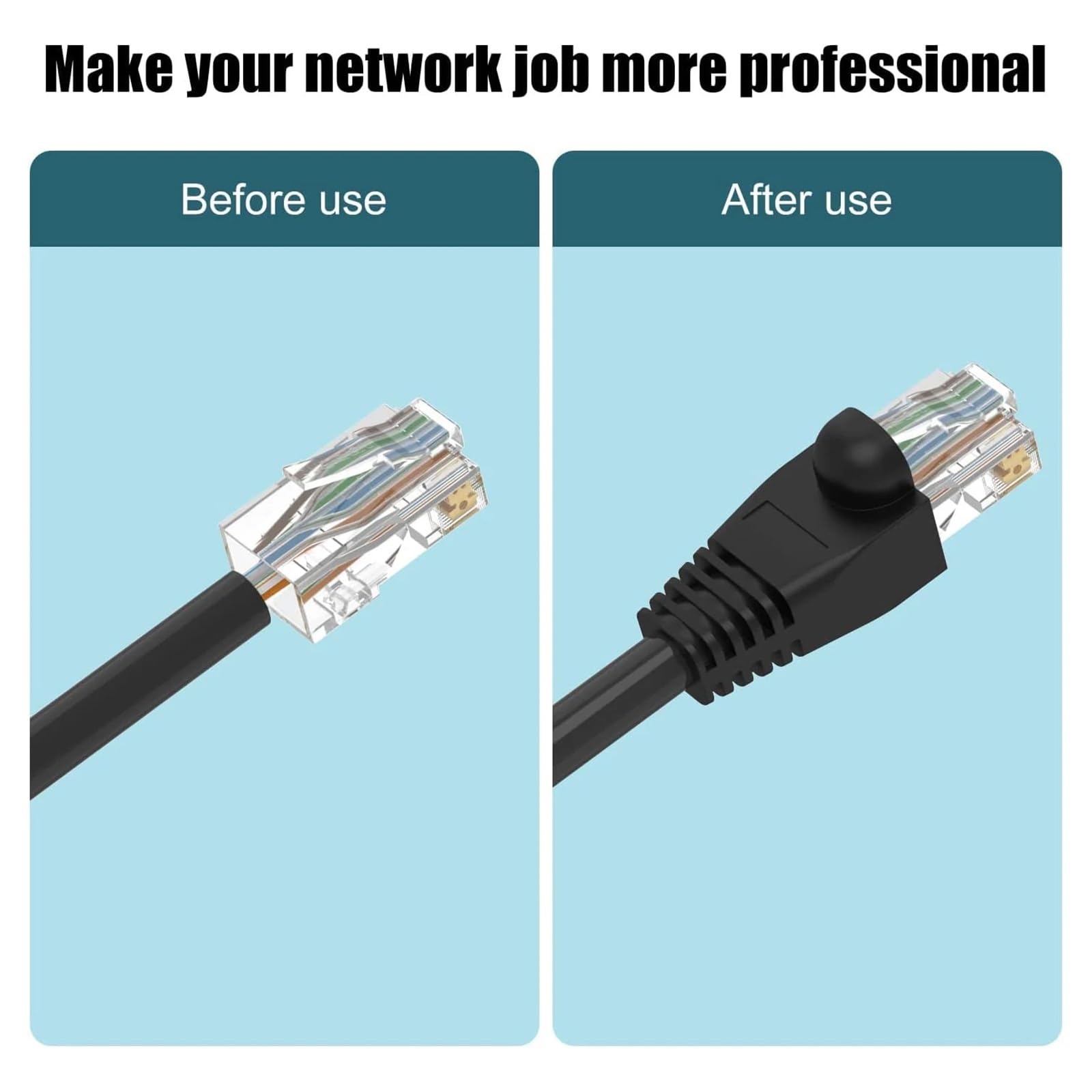 Osłony wtyczek kablowych RJ 45, 300 szt., osłona odciążająca złącze wtykowe RJ45, nakładka modułowa 6,5 ​​mm(White)