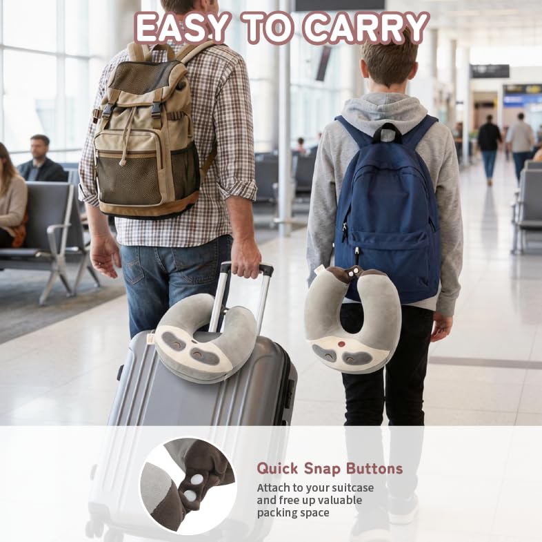 Image of Memory Foam Kids Travel Neck Pillow for Ages 9+, Removable Cover, Sloth