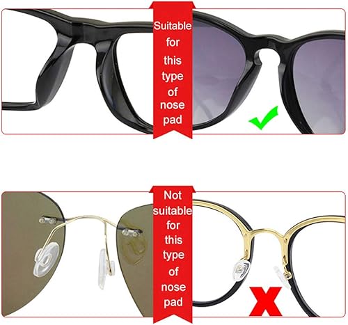 Miniatura 6 de Almohadillas de nariz adhesivas de silicona suave antideslizante para marcos de plástico, 12 pares, color negro, 0.098 in