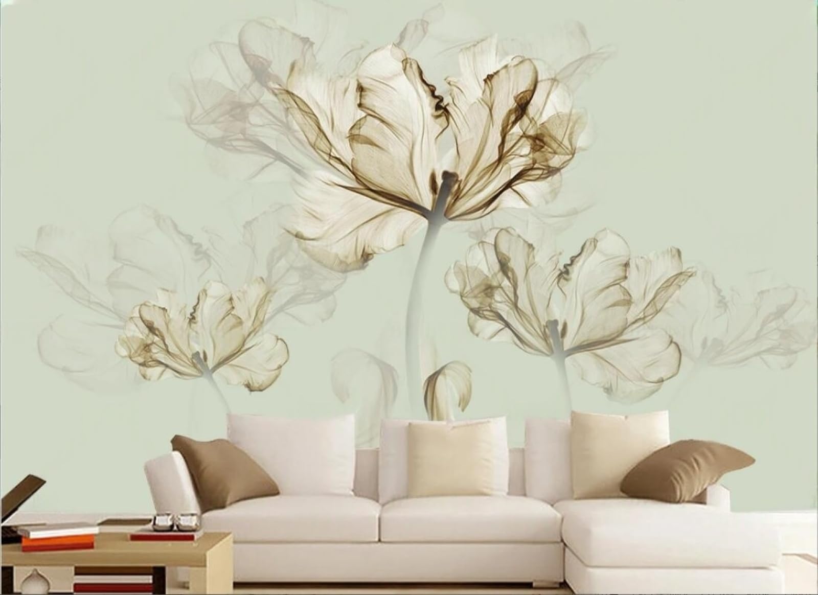 Fototapete 3d effekt Transparent Aquarell Blumen 300cmx256cm