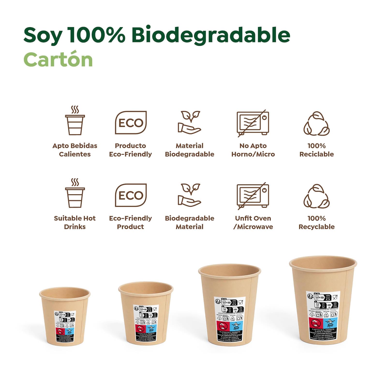 1000 unidades Vasos Café Desechables - Vasos Cartón - Vasos Desechables Catering - Vasos Café para Llevar - Vasos Kraft 200 cc - APTO BEBIDAS CALIENTES Y FRÍAS
