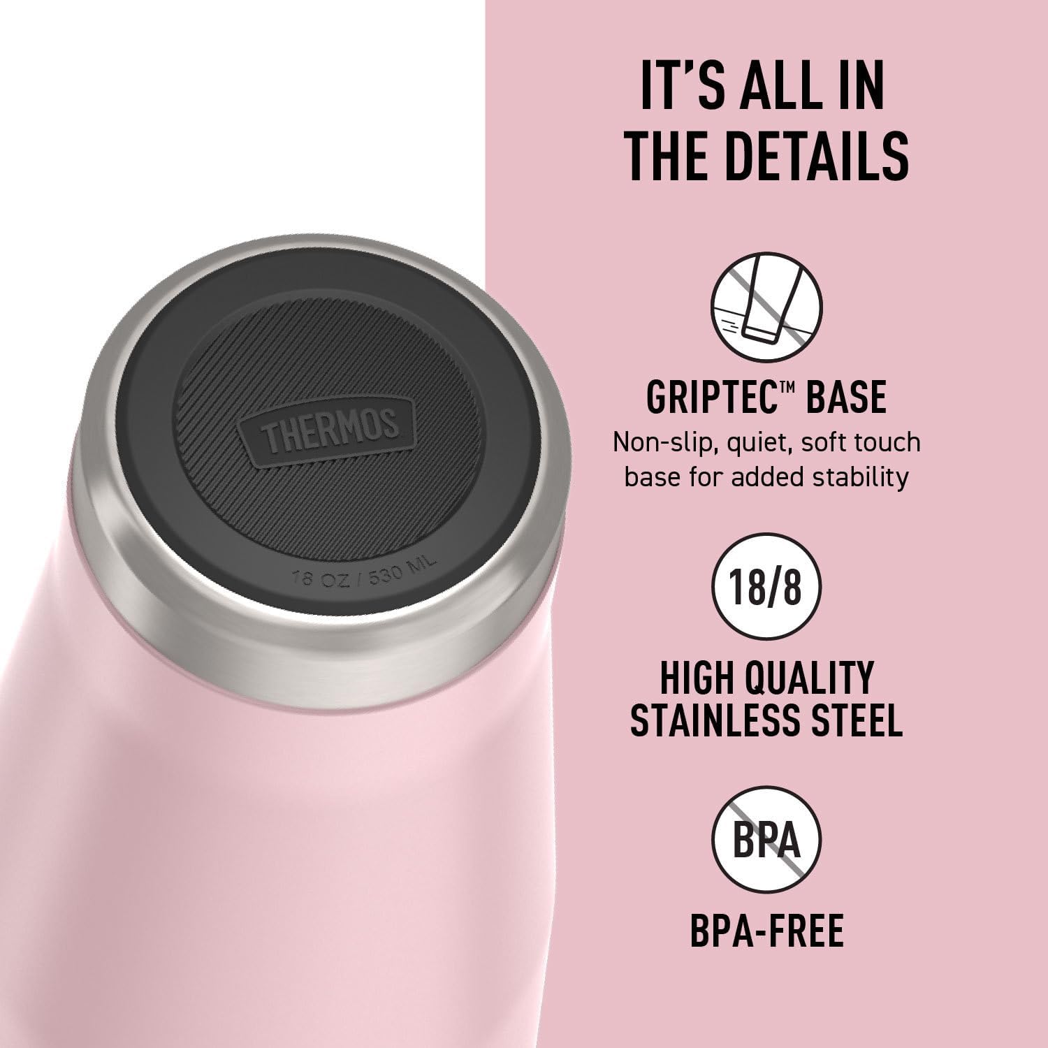 THERMOS ICON SERIES, Stainless Steel Mug with Slide Lock, 18 Ounce, Sunset Pink - Image 5