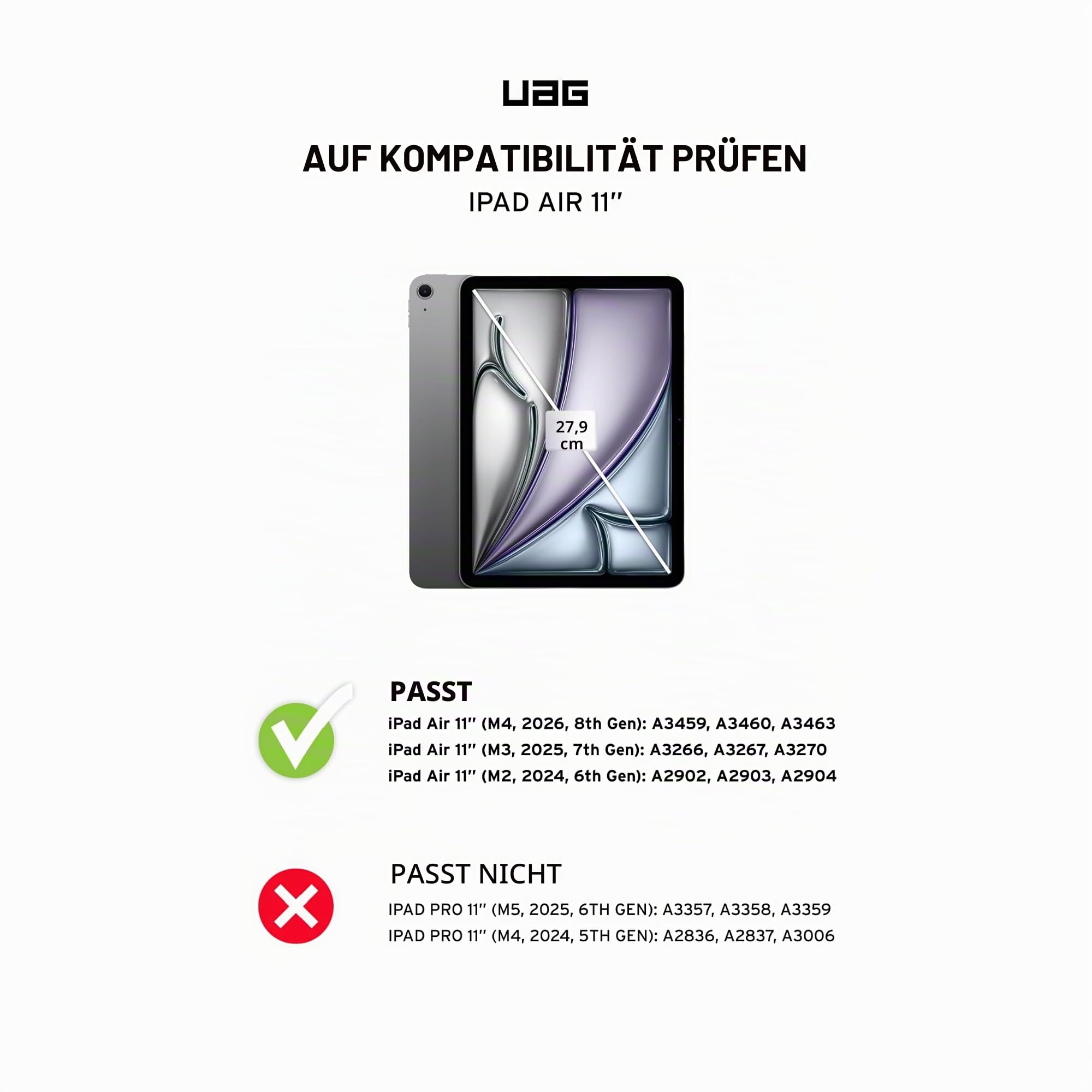 URBAN ARMOR GEAR Metropolis SE Hülle für iPad Air 11/10.9 | Passgenau | Wake/Sleep Funktion | Eckenschutz | Erhöhter Rand | Stift-Halter | Magnetverschluss | Standfunktion