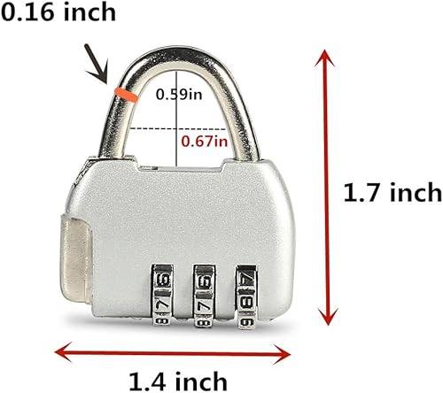 Miniatura 3 de Paquete de 3 candados de combinación de 3 dígitos reiniciables e impermeables para maletas de gimnasio escolar, equipaje, maletines, bolsas de