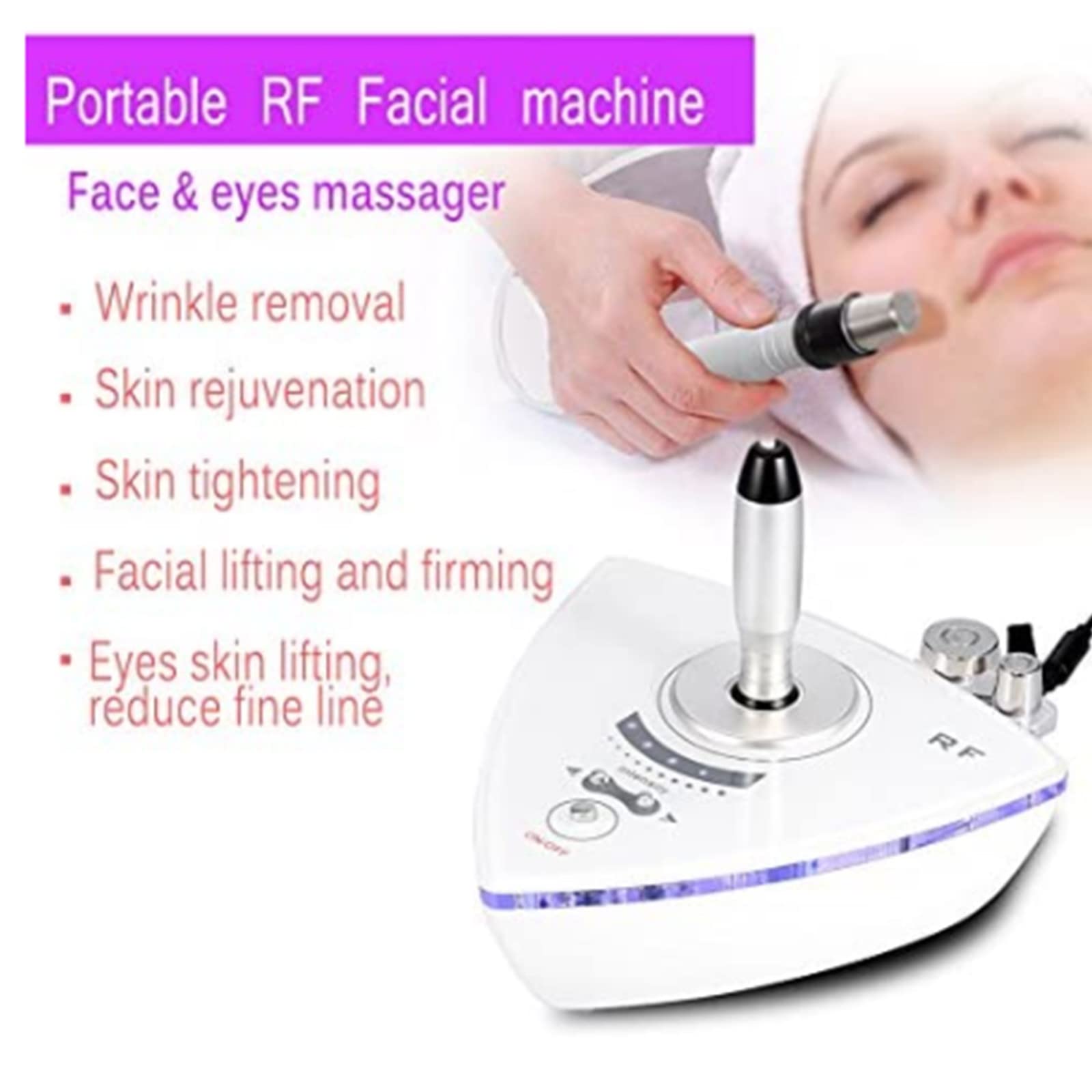 Radiofréquence RF bipolaire portable, mini machine de beauté anti-rides RF pour femmes, lifting du visage yeux élimination des rides appareil de soins de la peau perte de poids pour un usage domestiqu