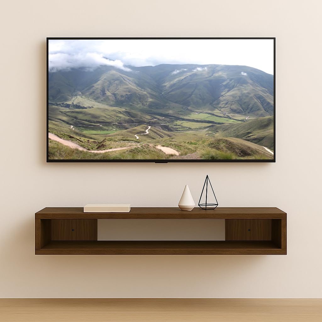 MORU Repisa Flotante para TV – Compatible con Pantallas de 32″–65″, 80×20×15 cm, Soporta 20 kg (Latte) - Latte