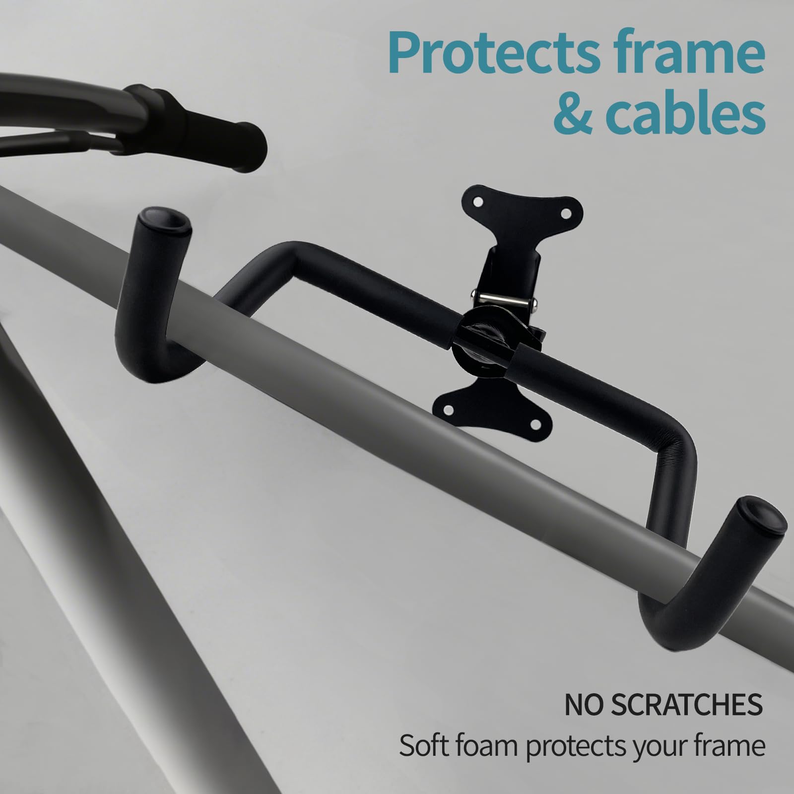 Soporte de Pared Para Bicicleta, Portabicicletas Plegable, Acolchado de Espuma EVA, Material Metálico, Angulo y Distancia de Pared Ajustables, Para Bicicleta de Montaña, de Carre