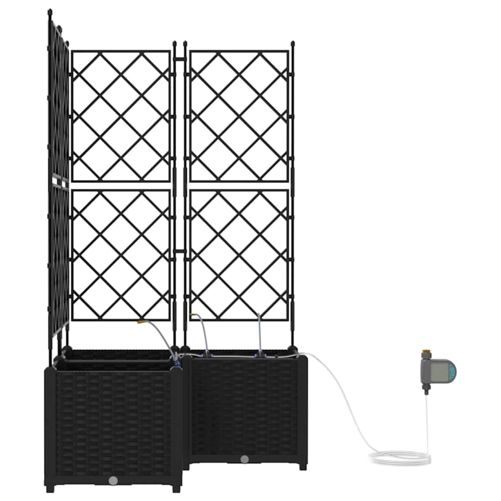 Geecher Vaso da Giardino 3 Pezzi, con Sistema di irrigazione, 80x80x142 cm, in Acciaio, fioriera per Esterno, Ideale per Principianti e Appassionati di Giardinaggio