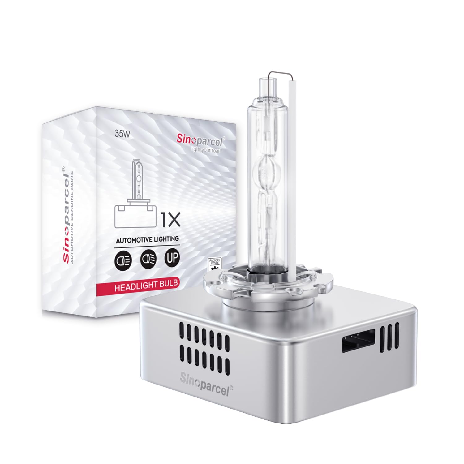 Sinoparcel D5S Xenon HID Headlight Bulb, Ballast Integrated 6000K 35W High and Low Beam Replacement Light - Pack of 1