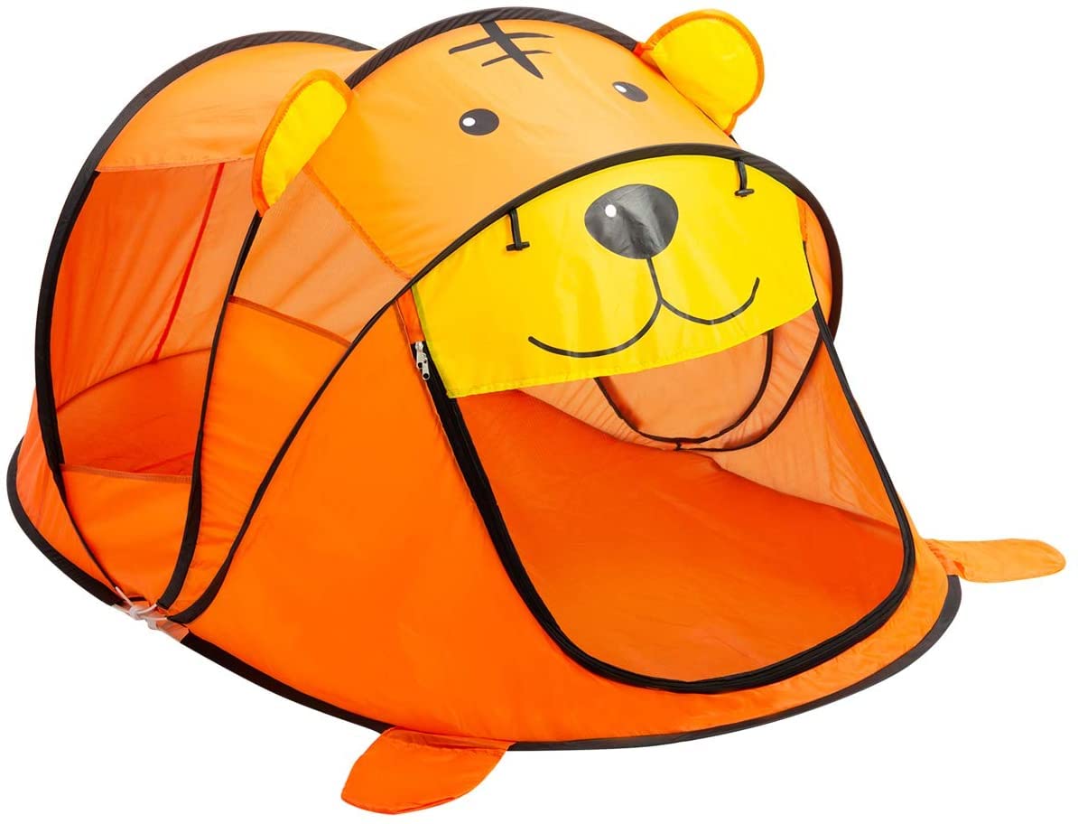 ELECDON Kids Portable Pop up Play Tent, Automatic Setup Outdoor and Indoor Play House with Net Anti Mosquito Instant Portable Playhouse Beach Carrying Bag for Girls and Boys-Yellow Tiger