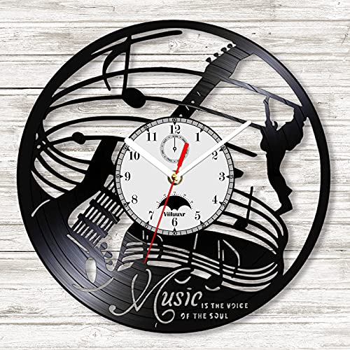 Homie Bay Electric Guitar Clock 12 Inch Led Vinyl Record Wall Clock Glow In The Dark Neon Clock For Kids Playroom Room Remote Control Lumious Music Studio Decorative Night Light Wall Clock. #TOP6