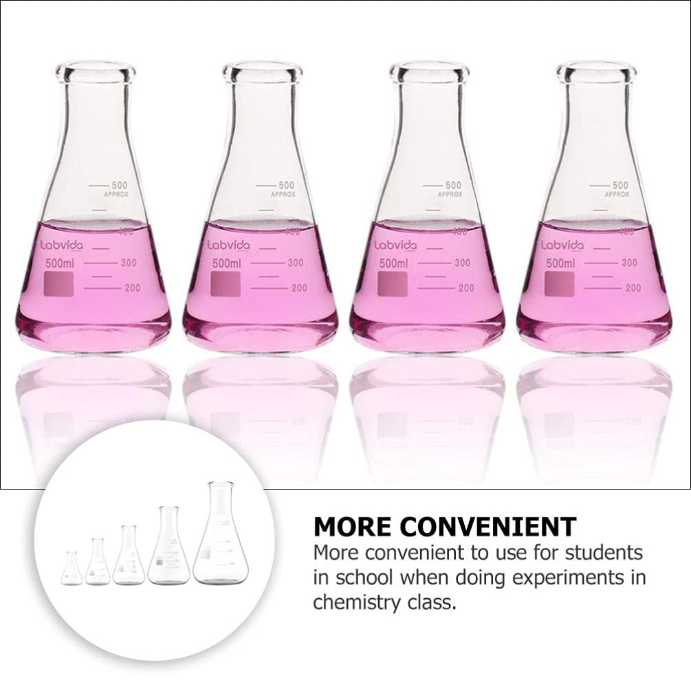 uds matraz Erlenmeyer vidrio borosilicato botella filtración transparente vaso filtrante matraz Triangular cónico cuello ancho para suministros experimentos laboratorio