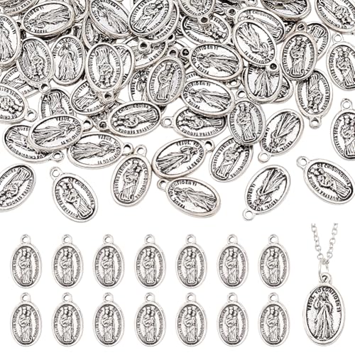 Médaille Saint Michel : lot de 80 pendentifs religieux ovales en argent pour bijoux DIY