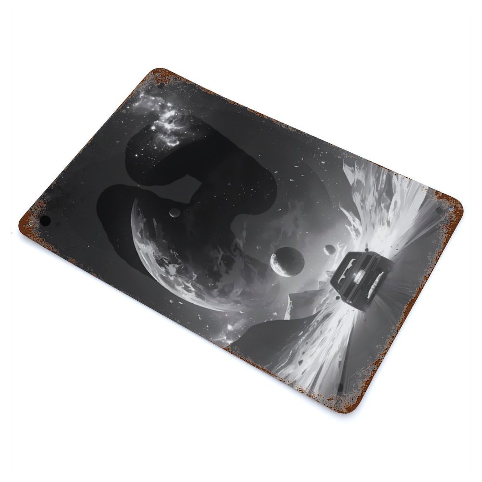 Galactic Pathway Vintage Wall Sign 11.8"x7.9", Rust Effect Metal Decor for Office, Studio And Wall Decor